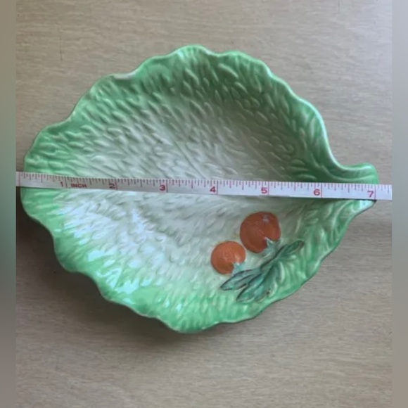 Green cabbageware leaf tomato decor 1930s Beswick Carlton England Serving bowl - Picture 7 of 16